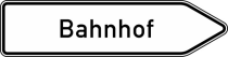 Verkehrszeichen 432-20 StVO, Pfeilwegweiser zu Zielen mit erheblicher Verkehrsbedeutung, rechtsweisend, Höhe 550 mm, einseitig, Schrifthöhe 175 mm, einzeilig