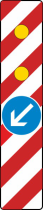 Verkehrszeichen 605-14 StVO, Warnlichtbake mit Zeichen 222-10, linksweisend, Vorbeifahrt links