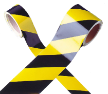 Warnmarkierungsband gelb / schwarz, Länge 11 m, hochwertige Ausführung