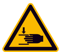 Warnschild, Warnung vor Handverletzungen