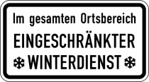 Winterschild / Verkehrszeichen 2004 StVO, Im gesamten Ortsbereich Eingeschränkter Winterdienst