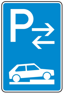 Verkehrszeichen 315-78 StVO, Parken auf Gehwegen halb quer zur Fahrtr. rechts (Mitte)