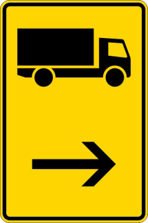 Verkehrszeichen 422-20 StVO, Wegweiser für KFZ m. einer zul. Gesamtmasse über 3,5 t (hier re.)