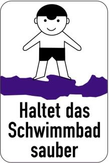 Sonderschild, Haltet das Schwimmbad sauber, 400 x 600 mm