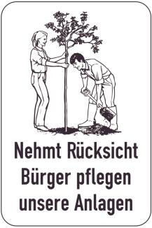 Sonderschild, Nehmt Rücksicht, Bürger pflegen unsere Anlagen, 400 x 600 mm