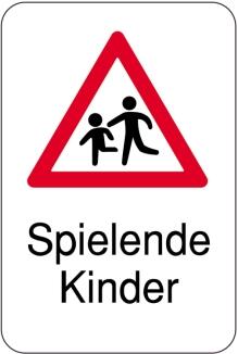 Hinweisschild, Spielende Kinder, 400 x 600 mm
