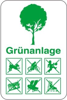 Sonderschild, Grünanlage, 400 x 600 mm, grüner Text
