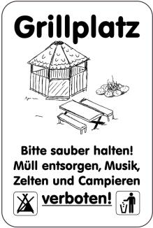 Sonderschild, Grillplatz, Bitte sauber halten!, Müll entsorgen ..., 400 x 600 mm