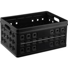 Sunware Klappbox Square 46l, stapelbar, schwarz, Kunststoff, mit Griffmulde, platzsparend