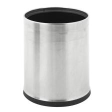 Papierkorb, rund, doppelwandig, aus Edelstahl, matt