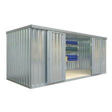 Anwendungsbeispiel: Materialcontainer -STMC 1500-, ca. 10 m², mit Holzfußboden (Art. 31930), Doppelflügeltür nur auf Anfrage