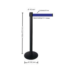 Technische Ansicht: Personenleitsystem -Point- in schwarz mit blauen Gurt (Art. 39964-03)