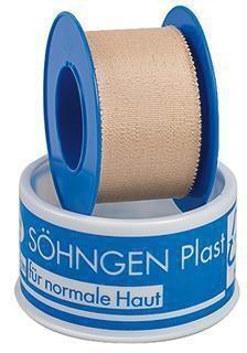 SÖHNGEN Heftpflaster Plast 2,5cm x 5m, robust, hohe Klebekraft, luftdurchlässig, braun