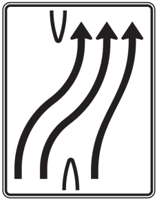 Verkehrszeichen 501-25 StVO, Überleitungstafel