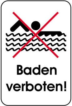 Hinweisschild, Baden verboten!, 400 x 600 mm
