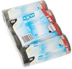 PAPSTAR M&uuml;llbeutel 60x50cm 30l grau, 17&mu;m, 4x20 St./Pack, Spender, Abroller, Korb