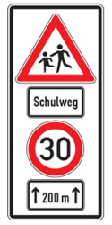 Schulwegschild, Schulweg, Tempo 30 - 200 m