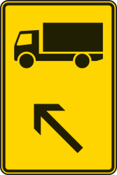 Verkehrszeichen 422-11 StVO, Wegweiser für KFZ m. einer zul. Gesamtmasse über 3,5 t (links einordnen)