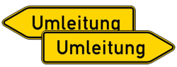Verkehrszeichen 454-40 StVO, Umleitungswegweiser, doppelseitig
