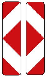 Verkehrszeichen 605-42 StVO, Pfeilbake, doppelseitig, links / rechtsweisend