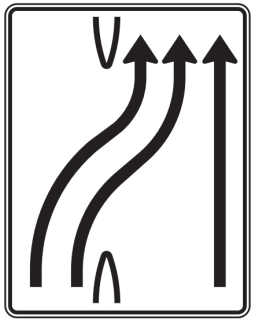 Verkehrszeichen 501-28 StVO, Überleitungstafel