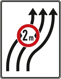 Modellbeispiel: VZ Nr. 515-22 Verschwenkungstafel ohne Gegenverkehr, dreistreifig nach rechts