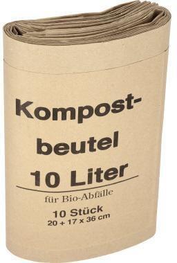 Müllsack Bio 20+16x36cm Papier braun, 10l, 10 St./Pack, Made in Germany, NEUTRALWARE