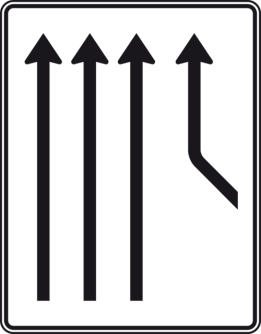 Verkehrszeichen 550-22 StVO, Zusammenführungstafel an durchgehender Strecke