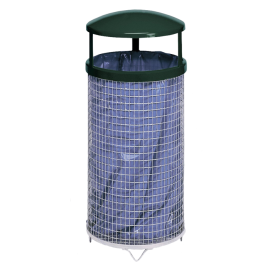 Abfallbehälter -Cubo Arlo- 80 Liter aus Drahtgitter, mit Dach