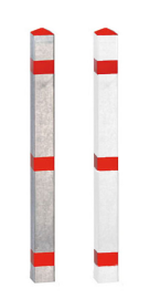 Absperrpfosten -Acero- 70x70 mm aus Aluminium, natur oder rot / weiß