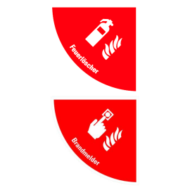 Boden-Sicherheitskennzeichen -Brandschutz- aus PVC, selbstklebend, Rutschkl. R10, Viertelkreis