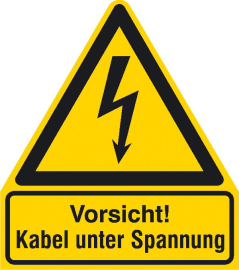 Elektrokennzeichnung / Warnkombischild, Vorsicht! Kabel unter Spannung