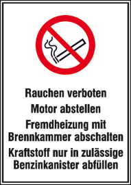 Hinweisschild für Tankanlagen und Garagen, Rauchen verboten