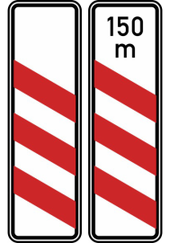 Verkehrszeichen 157-20 / 157-21 StVO, Dreistreifige Bake (Aufstellung links)