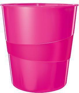 Leitz Papierkorb WOW 15l PS, pink oder eisblau, modernes Design, stapelbar, hochwertige Qualität