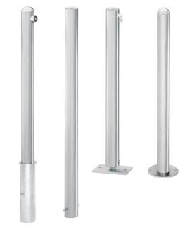 Modellbeispiel: Absperrpfosten -Steel Line- Ø 76 mm (v.l. Art. 14184-01-00, 14188-02-00,