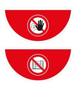 Modellbeispiele: Boden-Sicherheitskennzeichen -Verbotsschild- aus Folie, Halbkreis (v.o. Art. 39607,