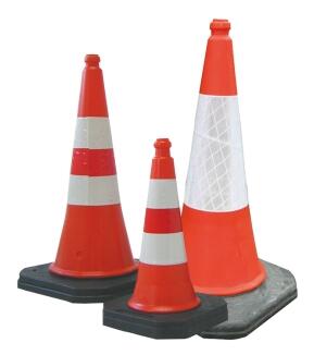 Leitkegel aus PE, Höhe 540, 750 oder 1000 mm, schwere Ausführung, rot-weiß, teilreflektierend