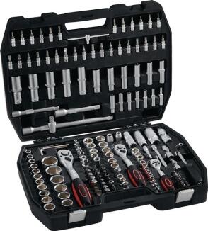 Steckschlüsselsatz 171-tlg, 1/4, 3/8, 1/2 Zoll, 6-Kant, Umschaltknarre, Kunststoffkoffer, NOW