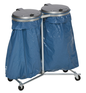 Müllsackständer -Cubo Sarita- 2x 120 Liter aus Stahl, fahrbar