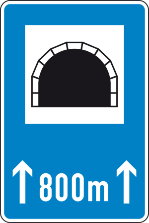 Verkehrszeichen 327-50 StVO, Tunnel mit Längenangabe in m