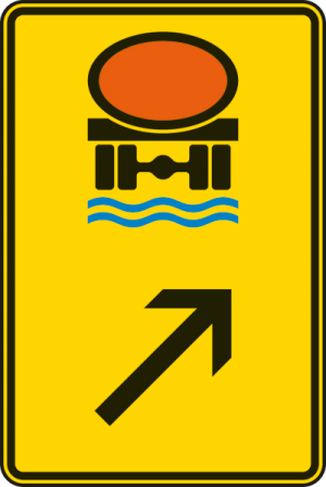 Verkehrszeichen 422-25 StVO, Wegweiser für Fahrzeuge mit wassergefährdender Ladung (rechts)