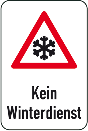 Winterschild / Verkehrszeichen, Kein Winterdienst mit Piktogramm Schneeflocke