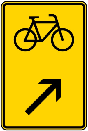 Verkehrszeichen 422-27 StVO, Wegweiser für Radverkehr rechts einordnen