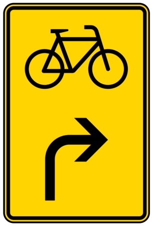 Verkehrszeichen 442-23 StVO, Vorwegweiser für Radverkehr rechtsweisend