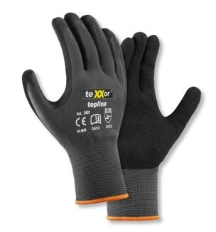 teXXor® Nylon-Strickhandschuhe 'NITRIL BESCHICHTET', grau/schwarz