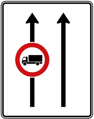 Verkehrszeichen 524-30 StVO, Fahrstreifentafel