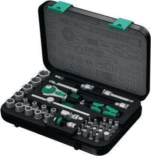 WERA Steckschlüsselsatz Zyklop Speed 42-tlg 1/4 Zoll SW 4-14mm, Umschaltknarre, Stahlblechkassette