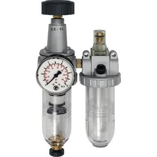 Wartungseinheit RIEGLER 2-tlg. G 1/4, G 3/8 oder G 1/2 Zoll, 600-2100 l/min, Polycarbonatbehälter
