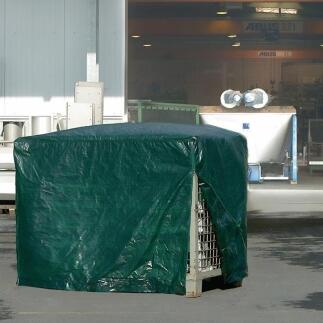 Gitterboxabdeckhaube 850x1250mm, grün oder transparent, mit Reißverschluss, recyclebares PE